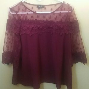 Dark red lace shirt